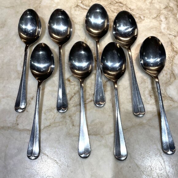 8 Oxford Hall Tablespoon Flatware SAGAMORE Jamestown Stainless Satin Japan VTG - Picture 1 of 5